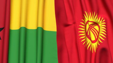 Guinea-BISSAU ve KYRGYZSTAN bayrakları gerçekçi kumaş dokusuyla