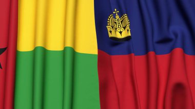 Guinea-BISSAU bayrakları ve gerçekçi kumaş dokusuna sahip LIECHTENSTEIN