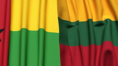 Guinea-BISSAU bayrakları ve gerçekçi kumaş dokusuna sahip LITHUANIA