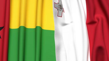 Guinea-BISSAU ve MALTA bayrakları gerçekçi kumaş dokusuyla