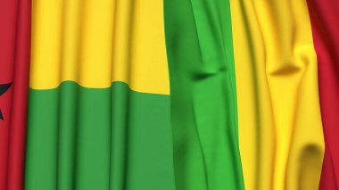 Guinea-BISSAU ve Mali 'nin gerçekçi kumaş dokusuna sahip bayrakları