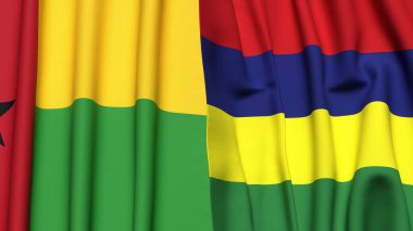 Guinea-BISSAU ve Valilik bayrakları gerçekçi kumaş dokusuyla