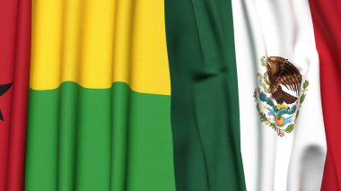 Guinea-BISSAU ve Meksiko bayrakları gerçekçi kumaş dokusuyla