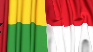 Guinea-BISSAU ve Monako 'nun gerçekçi kumaş dokusuna sahip bayrakları