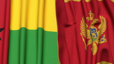 Guinea-BISSAU ve MonteneGRO bayrakları gerçekçi kumaş dokusuyla