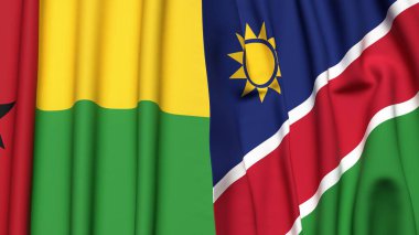 Guinea-BISSAU ve NAMIBIA bayrakları gerçekçi kumaş dokusuyla