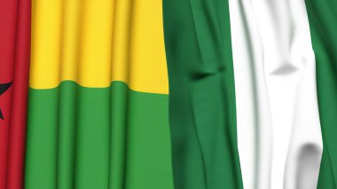 Guinea-BISSAU ve Nijerya bayrakları gerçekçi kumaş dokusuyla