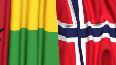 Guinea-BISSAU ve NORway bayrakları gerçekçi kumaş dokusuyla