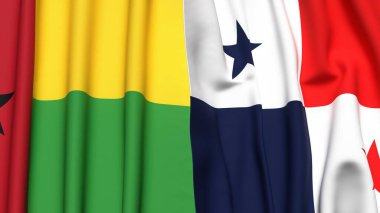 Guinea-BISSAU ve Panama 'nın gerçekçi kumaş dokusuyla bayrakları