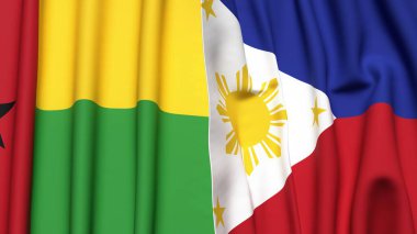Guinea-BISSAU ve PHILIPPINES bayrakları gerçekçi kumaş dokusuyla