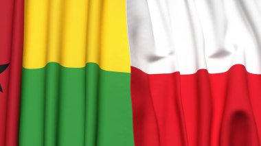 Guinea-BISSAU ve POLAND bayrakları gerçekçi kumaş dokusuyla