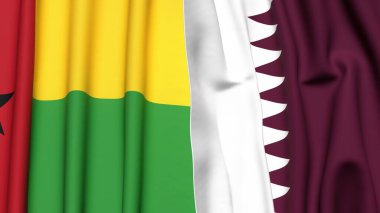 Guinea-BISSAU ve Katar bayrakları gerçekçi kumaş dokusuyla