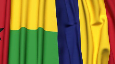Guinea-BISSAU bayrakları ve gerçekçi kumaş dokusuna sahip Roma bayrakları