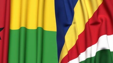 Guinea-BISSAU bayrakları ve gerçekçi kumaş dokusuyla SEYCHELLES