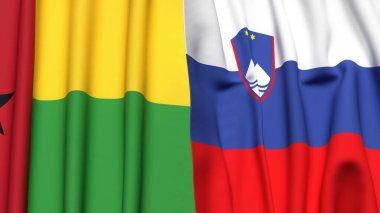 Guinea-BISSAU ve SLOVENIA bayrakları gerçekçi kumaş dokusuyla