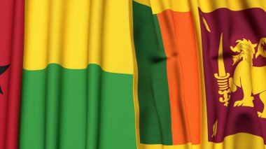 Guinea-BISSAU ve SRI LANKA bayrakları gerçekçi kumaş dokusuyla