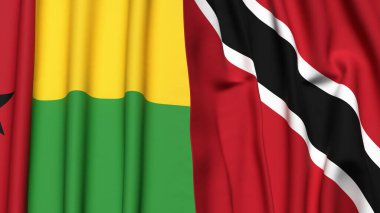 Guinea-BISSAU ve TRINIDAD bayrakları gerçekçi kumaş dokusuyla