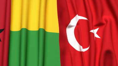 Guinea-BISSAU ve Turkey bayrakları gerçekçi kumaş dokusuyla