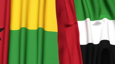 Guinea-BISSAU ve BAE 'nin gerçekçi kumaş dokusuyla bayrakları