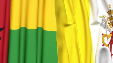 Guinea-BISSAU ve VATİKAN bayrakları gerçekçi kumaş dokusuna sahip