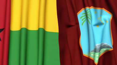 Guinea-BISSAU ve Batı Hint Adaları bayrakları.