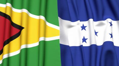 GUYANA ve HONDURAS bayrakları gerçekçi kumaş dokusuyla