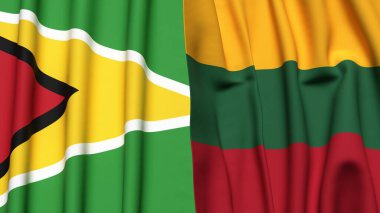 GUYANA ve LITHUANIA bayrakları gerçekçi kumaş dokusuyla