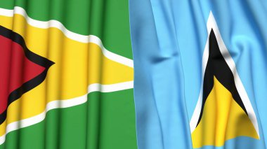 GUYANA ve SAINT LUCIA bayrakları.