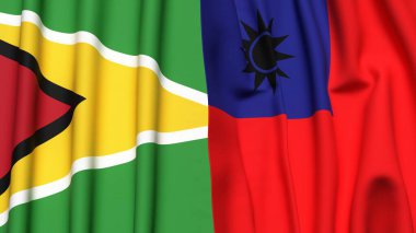 GYANA ve Tayvan bayrakları gerçekçi kumaş dokusuyla