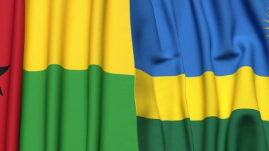 Guinea-BISSAU ve Rwanda bayrakları gerçekçi kumaş dokusuyla