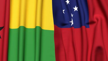 Guinea-BISSAU ve SAMOA bayrakları gerçekçi kumaş dokusuyla