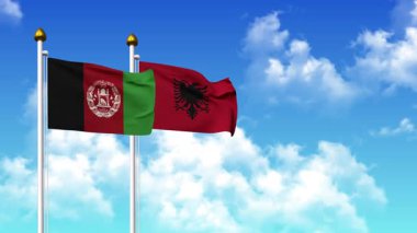 Kutupta alfa kanalı da dahil olmak üzere AfgANISTAN ve ALBANIA bayrakları sallamak