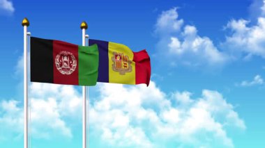 Kutupta alfa kanalı dahil AfgANISTAN ve ANDORRA bayrakları dalgalanıyor