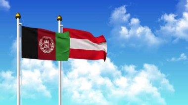 Kutupta alfa kanalı dahil AfgANISTAN ve AUSTRIA bayrakları sallamak