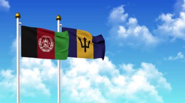 Kutupta alfa kanalı da dahil olmak üzere AfgANISTAN ve BARBADOS bayrakları sallamak