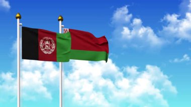 Kutupta alfa kanalı dahil AfgANISTAN ve BELARUS bayrakları dalgalanıyor