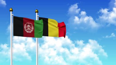 Kutupta alfa kanalı da dahil olmak üzere AfgANISTAN ve BELGIUM bayrakları sallamak