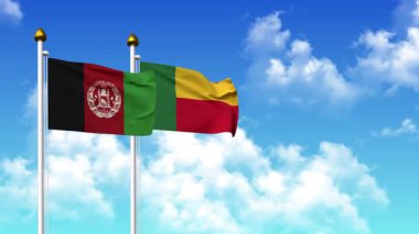 Kutupta alfa kanalı dahil AfgANISTAN ve BENIN bayrakları dalgalanıyor