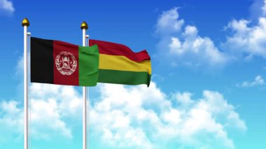 Kutupta alfa kanalı da dahil olmak üzere AfgANISTAN ve BOLIVIA bayrakları sallamak