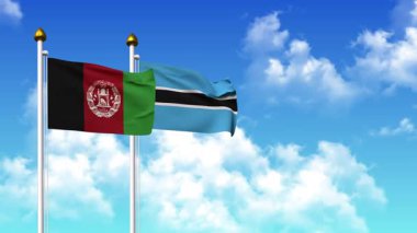 Kutupta alfa kanalı dahil AfgANISTAN ve BOTSwana bayrakları sallamak