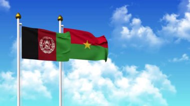 Kutupta alfa kanalı da dahil olmak üzere AfgANISTAN ve BURKINA FASSO bayrakları dalgalanıyor
