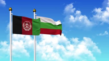 Kutupta alfa kanalı da dahil olmak üzere AfgANISTAN ve BULGARIA bayrakları sallamak