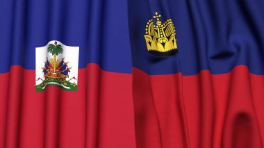 HAITI ve LIECHTENSTEIN bayrakları gerçekçi kumaş dokusuyla
