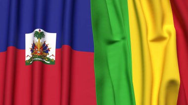 Gerçek kumaş dokusuna sahip HAITI ve MALI bayrakları