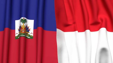 HAITI ve Monako bayrakları gerçekçi kumaş dokusuna sahiptir.