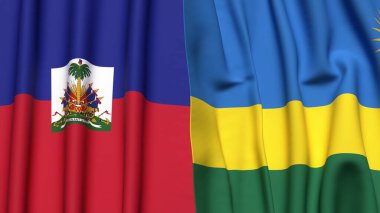 HAITI ve Rwanda bayrakları gerçekçi kumaş dokusuyla
