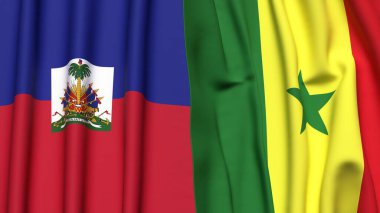 HAITI ve SENEGAL bayrakları gerçekçi kumaş dokusuyla