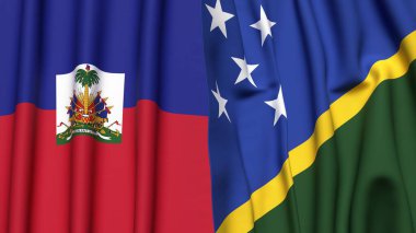HAITI Bayrakları ve SOLOMON Adaları Gerçekçi kumaş dokusuna sahip