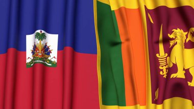HAITI ve SRI LANKA bayrakları gerçekçi kumaş dokusuna sahip