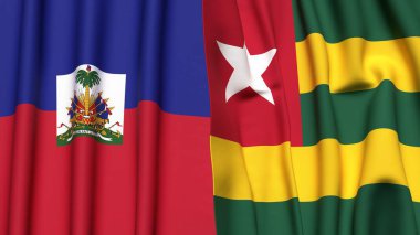 Gerçek kumaş dokusuna sahip HAITI ve TOGO bayrakları